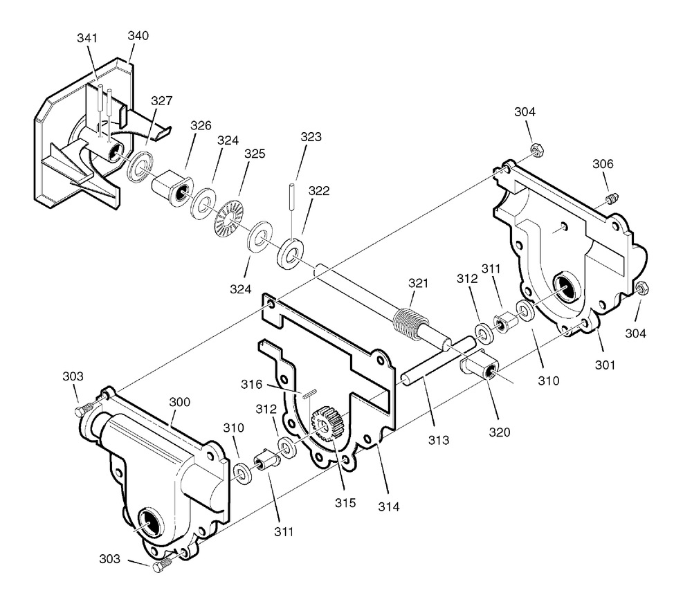 Gear Case Diagram and Parts List for 624650X16B-ST6524 2007 Briggs and Stratton Snow Blower